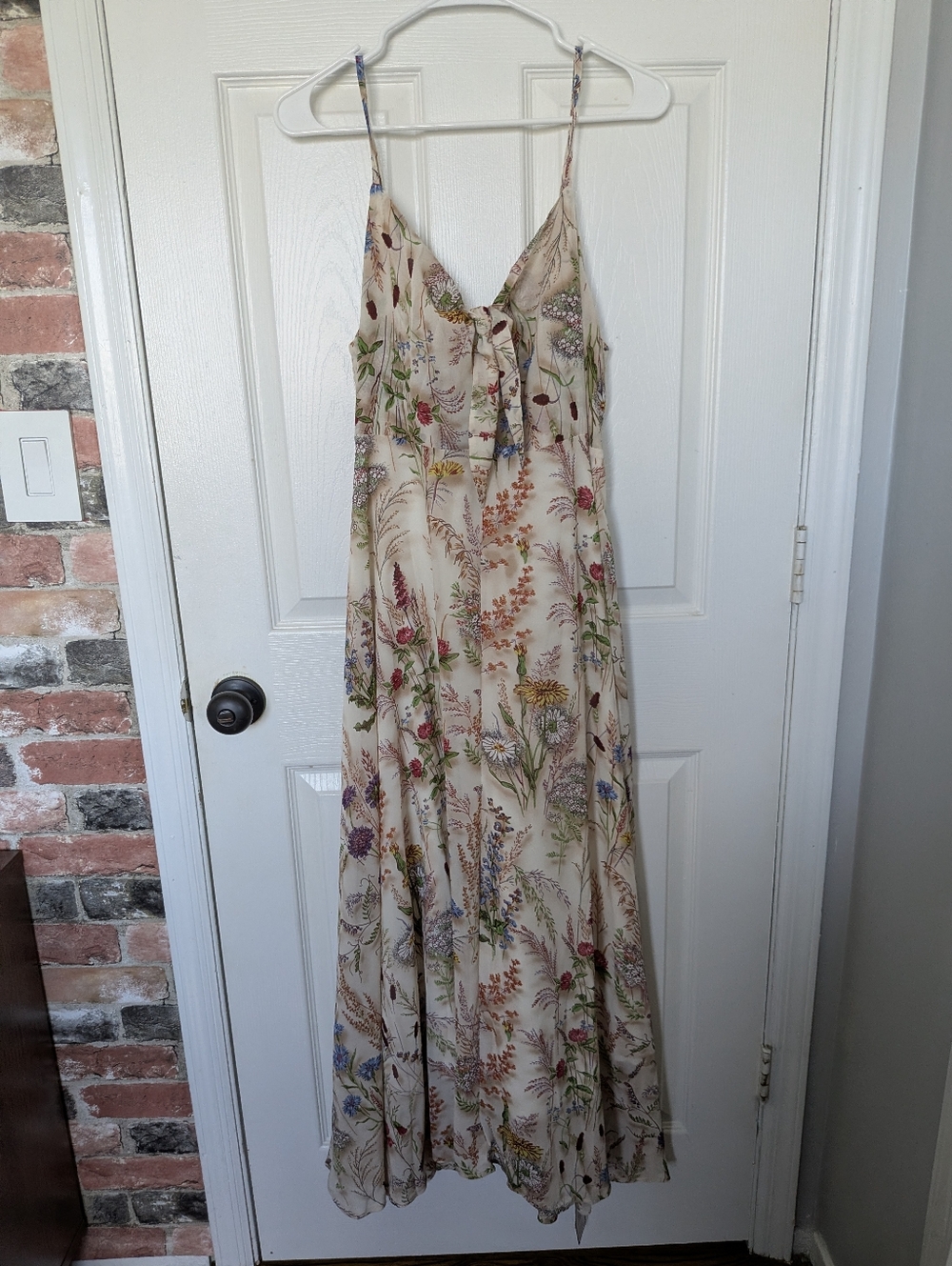 BNWT Retro Stage Floral Tie-Front Ivory Maxi Dress XXL